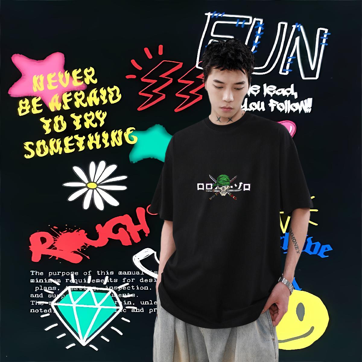 Wholesale Tshirts Crew Neck Cotton Breathable Casual Beach T Shirt For Man Anime DIY Top Tees