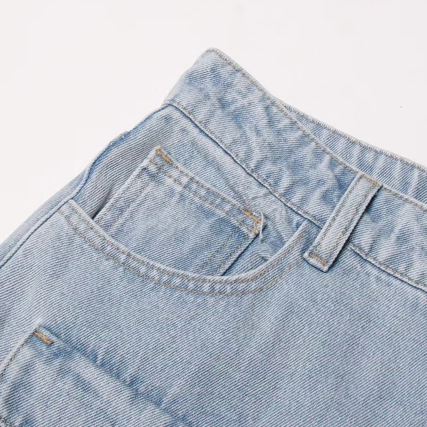 New Arrival custom Wholesale clothing stretchy denim jean women's jeans cargo multi pockets distressed baggy pants