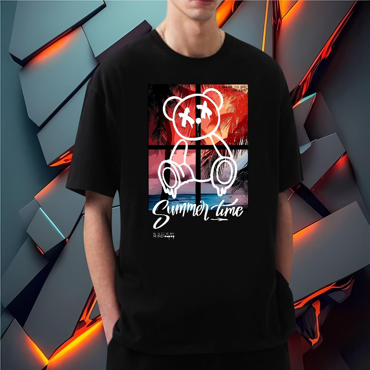 5A Men Clothes T-Shirt Graffiti Art 230g 100% Cotton Crew Neck Cotton Breathable Casual Beach T-Shirts for Men Black White Factory Direct Tops Tees