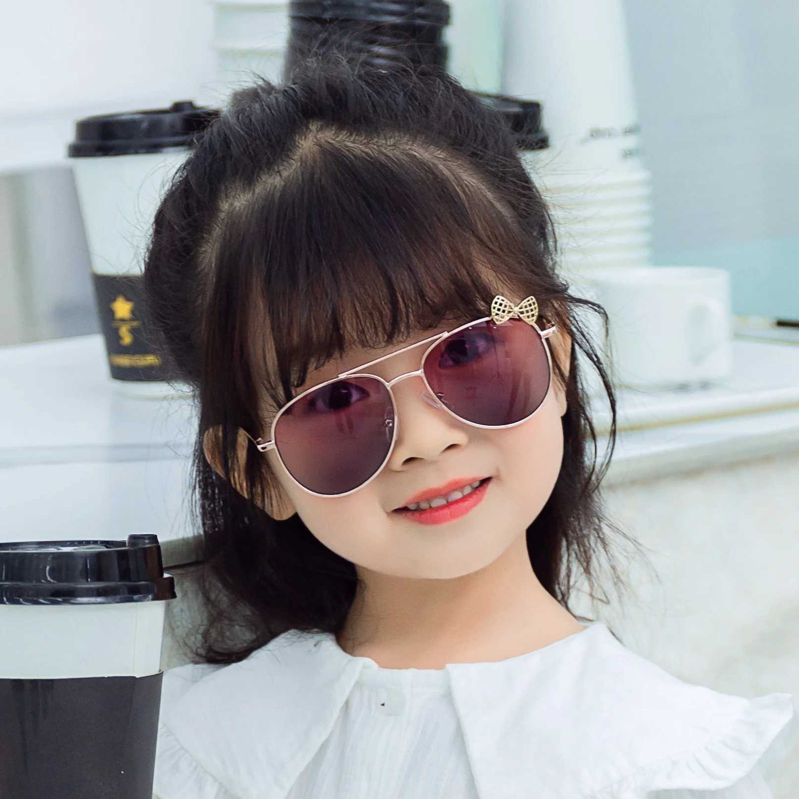 Sunglasses childrens kaai New sunglasses summer B009 metal frame bow toad glasses childrens glasses