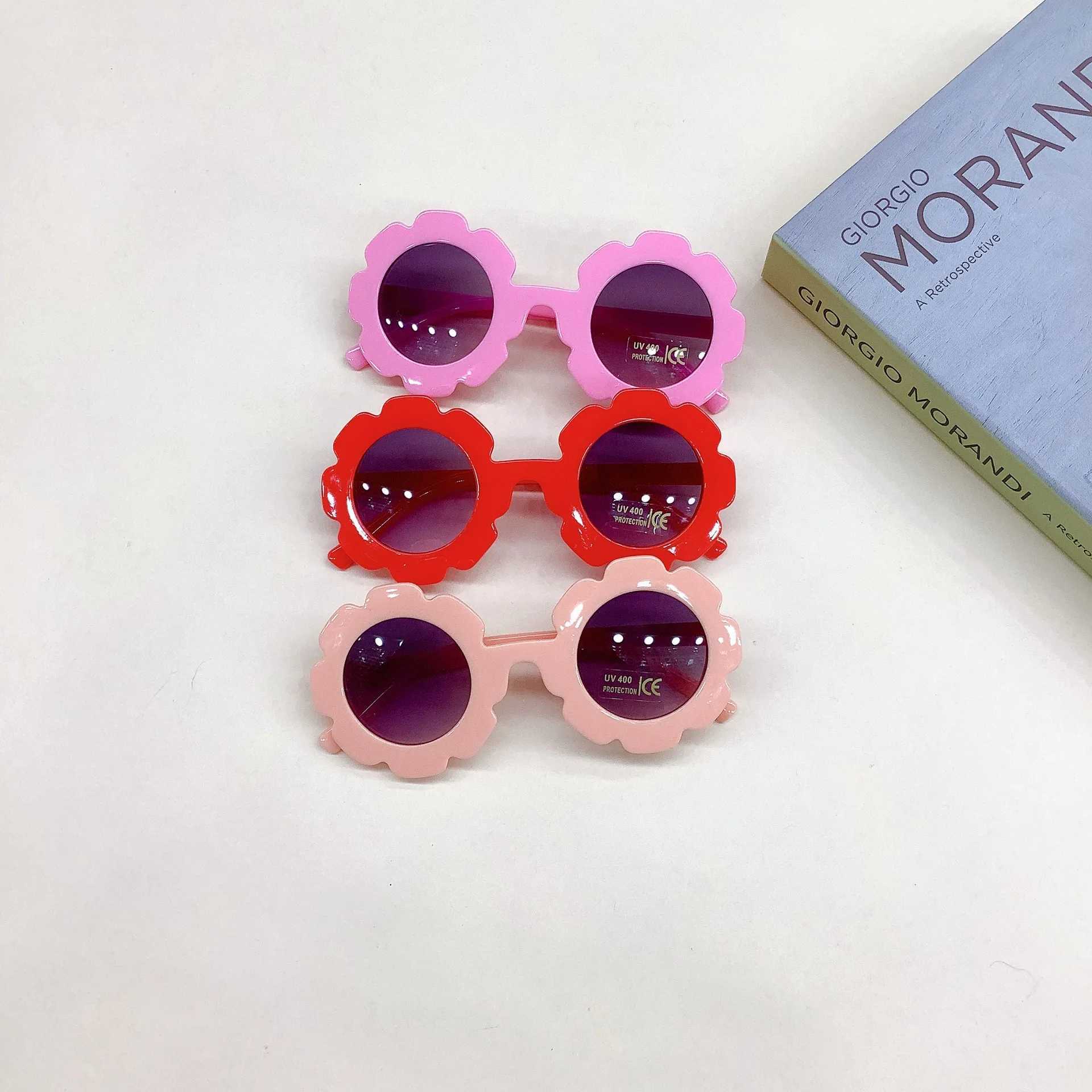 Sunglasses Cute flowers Childrens sunglasses Decorative glasses Round fashionable sunglasses Versatile fashionable childrens glasses