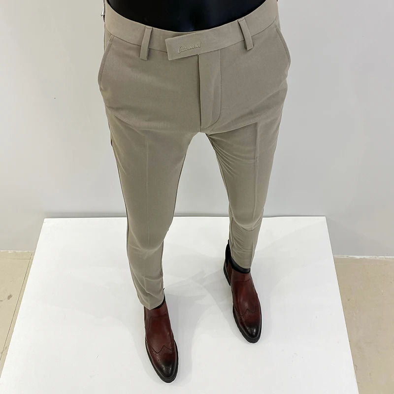 Men Suit Pants Spring Formal Dress Pants Solid Color Slim Fit Trousers Business Casual Men Clothing Full Length Pants 240708