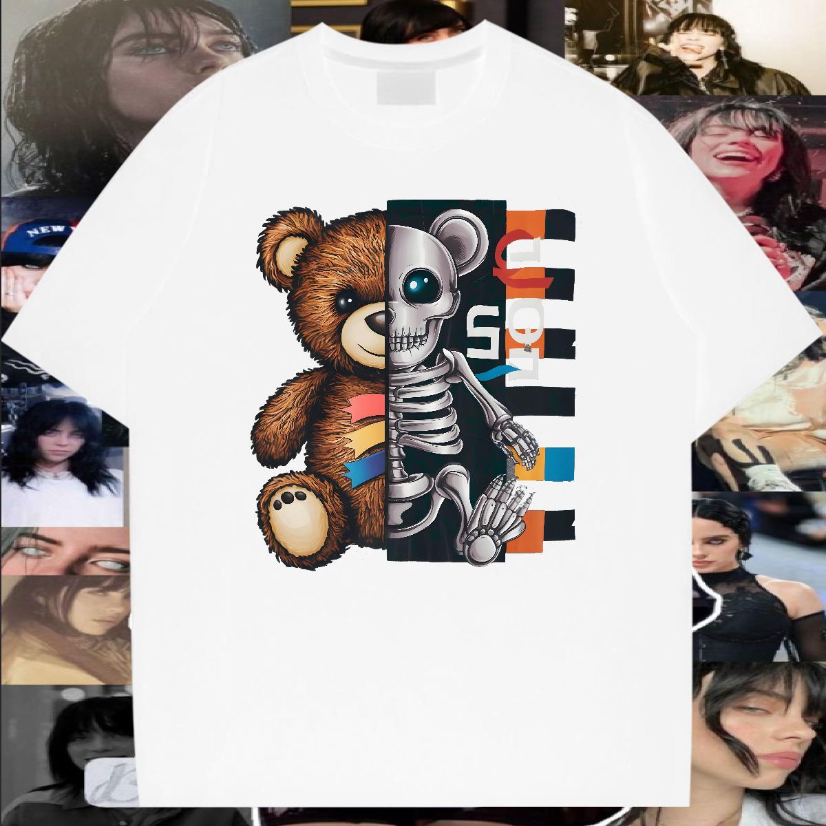 Soft T-Shirts bear 230g Cotton Hip Hop Street Breathable Short Sleeve Men Tees Designer Fashion Customized Print Tops Tees