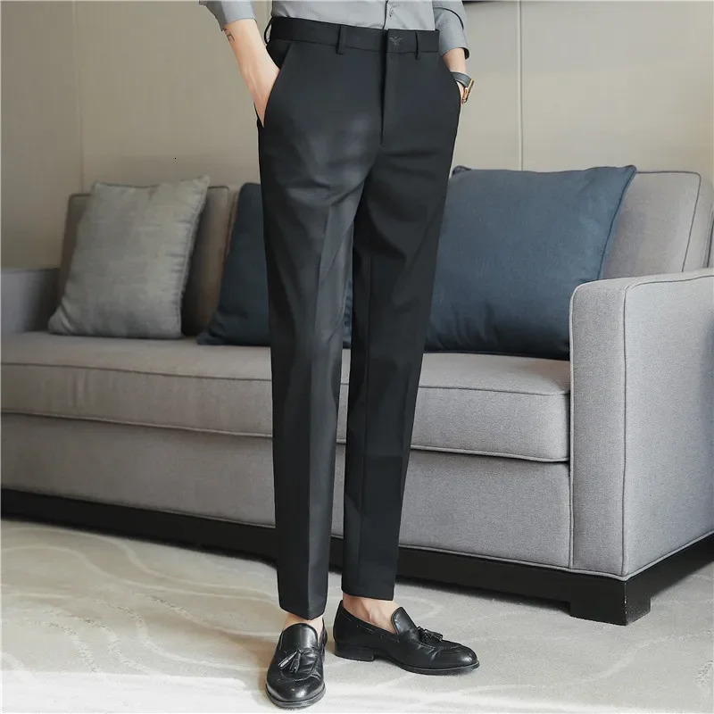 Men Solid Boutique Suits Pants Male Formal Wear Wedding Dress Trousers Quality Men British Style Business Casual Suit Pants 42 240708