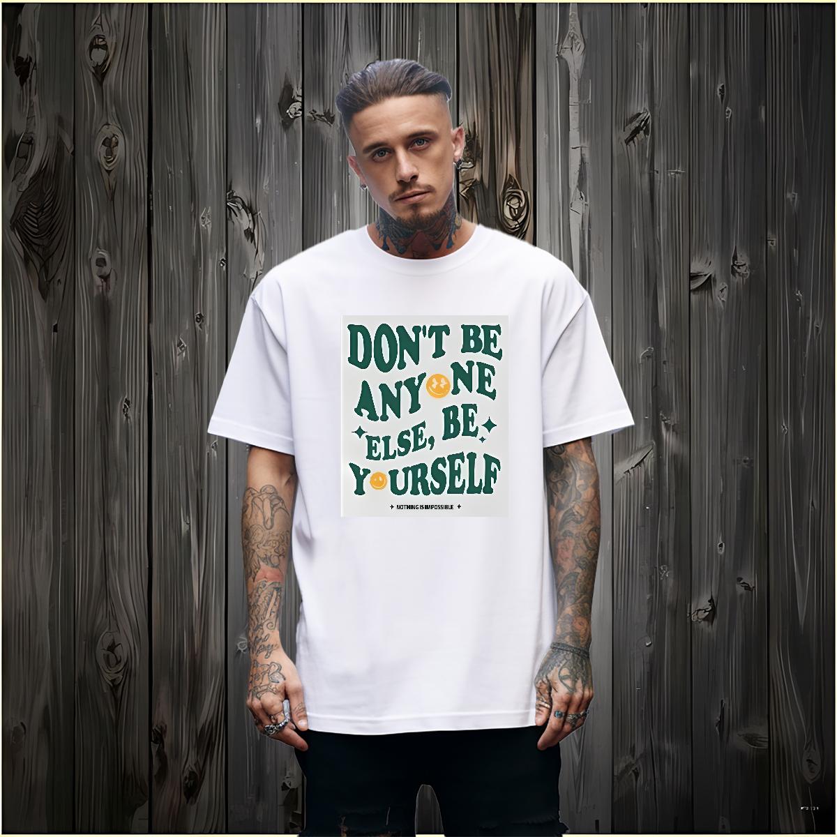5A Men Tees be yourself 100% Cotton 230g Breathable Crew Neck Casual Beach T Shirts Men Oversized 2024 Tshirts