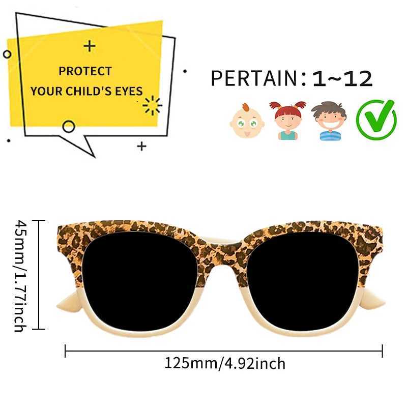 Sunglasses 2023 New Children Vintage Leopard Print Square Sunglasses UV400 Outdoor Fashion Girls Boys Protection Sunglass Kids Sun Glasses