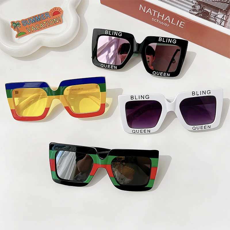 Sunglasses 2022 Girl Boys Personalized Street Shooting Rectangle with Letters Sunglasses Children Lovely Sunglasses Kids UV400 Sunglasses
