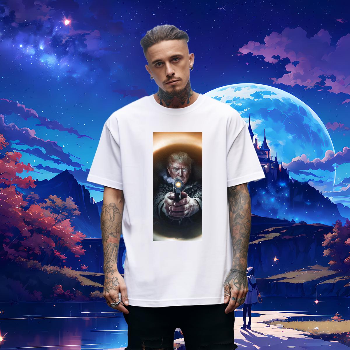 Comfortable Mens Tshirts Fight 230g Cotton O-Neck Short Sleeve Cotton Anime Printing Street T Shirt For Man Black White 2024 Clothings