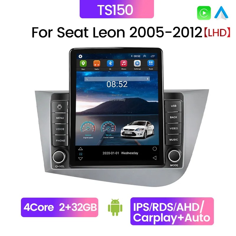 Android 13 Video Player Car Video Radio Stereo For Seat Leon 2 MK2 RHD LHD 2005-2012 GPS Navigation Auto Carplay WIFI BT RDS