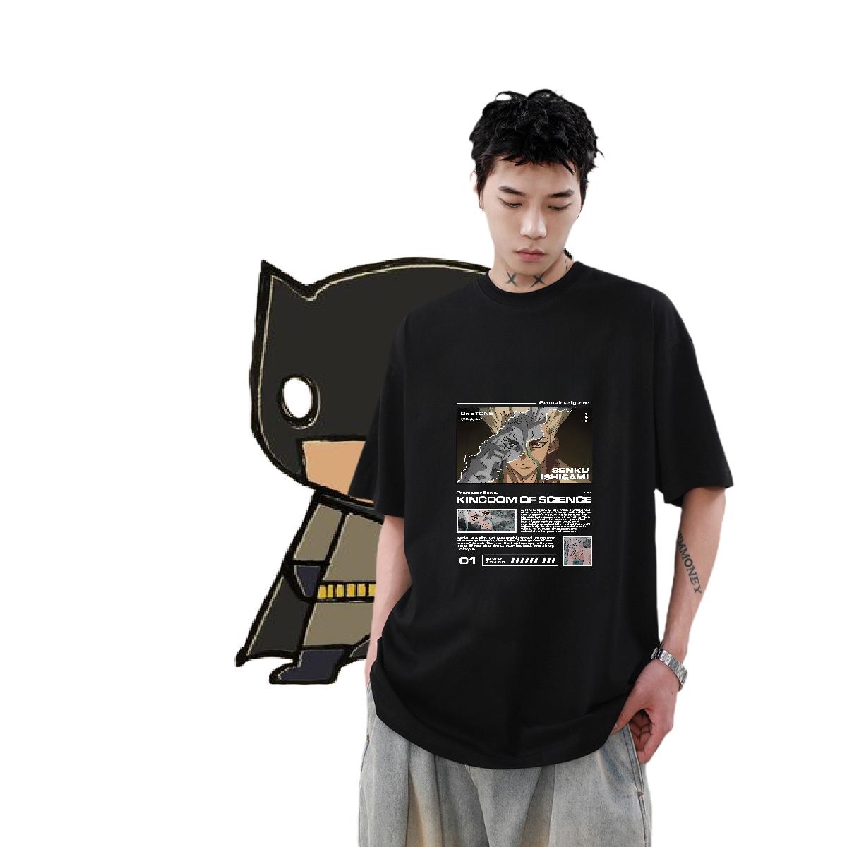 5A T-Shirts for Men Anime Printing Street Crew Neck Cotton Tshirts New Black White Tee Shirt