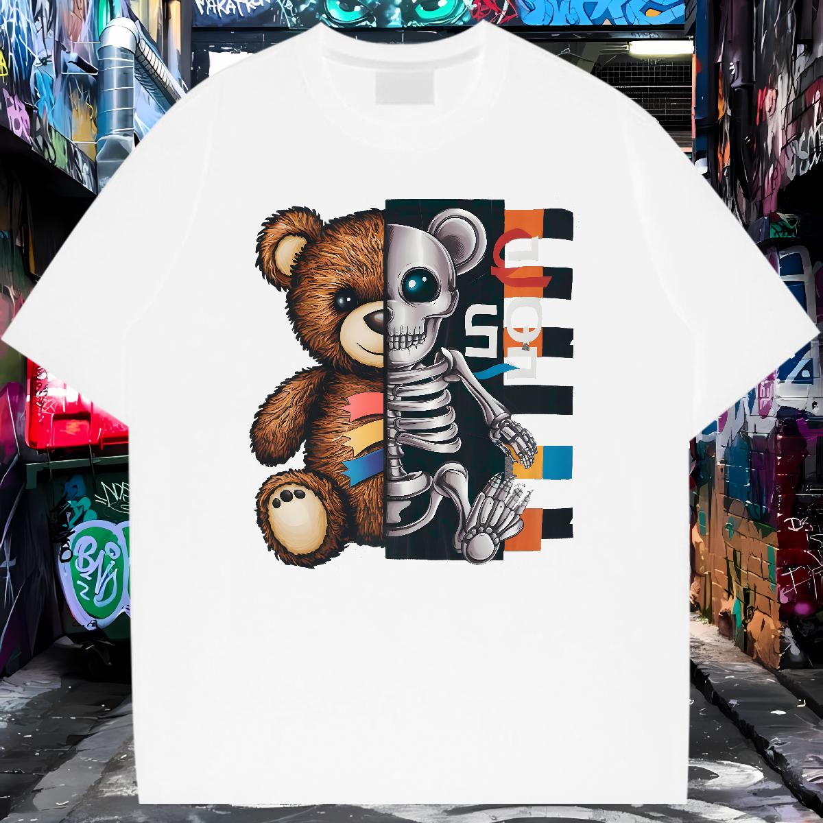 Unisex Men T Shirts bear 230g 100% Cotton Casual Daily Wear Breathable Crew Neck Men Tops Tees Stylist Custom Anime Wear