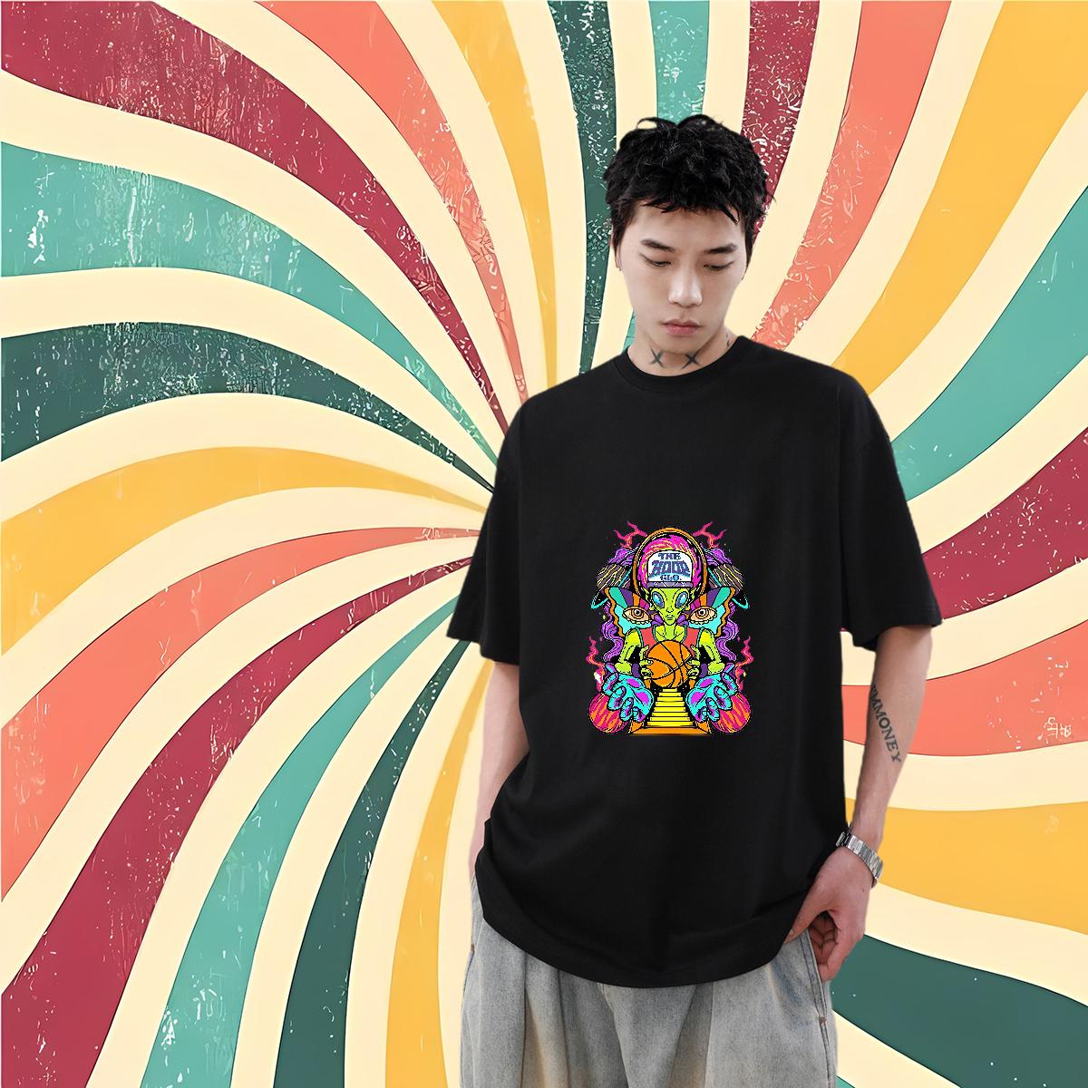 New Arrival Men T Shirts Floral Print Mens Tshirts Hip Hop Crew Neck Cotton Breathable Wholesale Wear