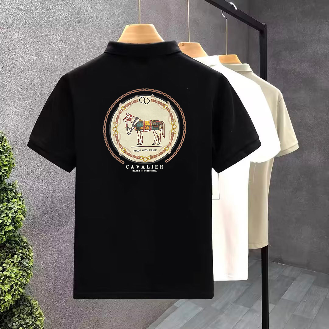 Short sleeved polo shirt summer trendy brand lapel casual print new T-shirt men's ins top trend