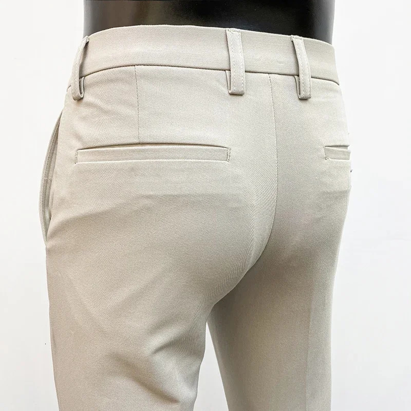 Men Suit Pants Spring Formal Dress Pants Solid Color Slim Fit Trousers Business Casual Men Clothing Full Length Pants 240708