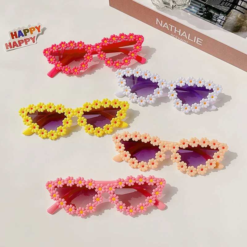 Sunglasses 2023 Newest Children Colors Round Flower Cat Eye Shape Sunglasses Girls Boys UV400 Outdoor Protection Glasses Kids Sun Glasses