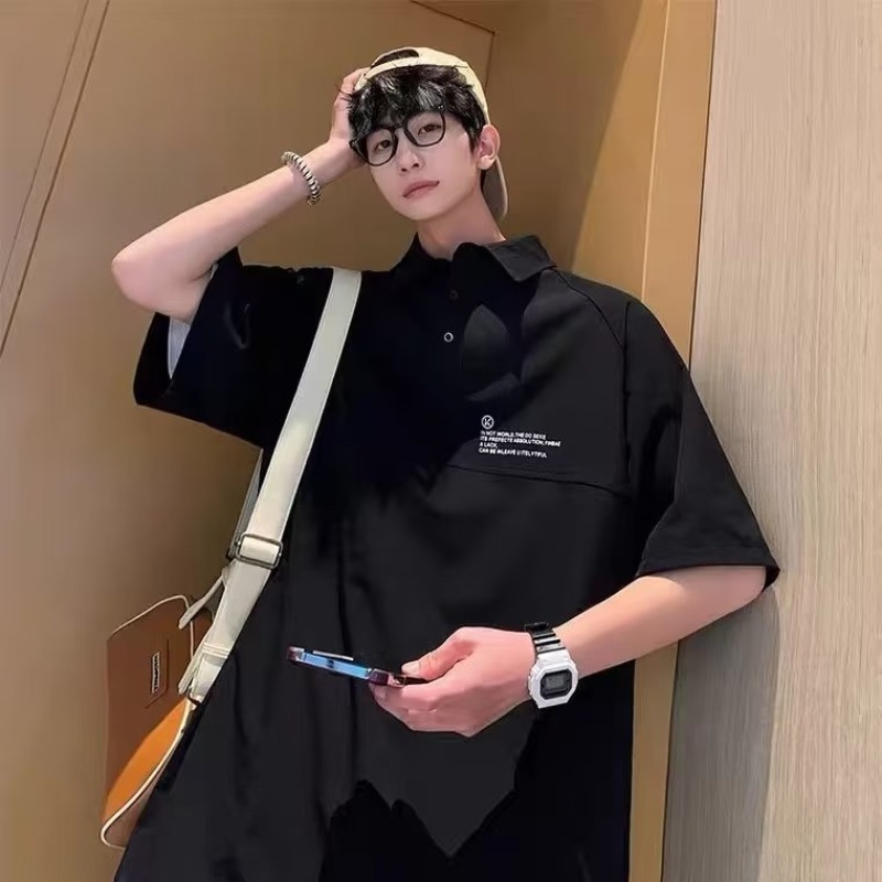 Half sleeved men's new 2023 summer temperament POLO shirt loose fit youthful fashion trend