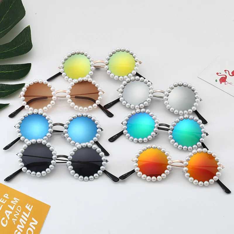 Sunglasses adhesive pearl childrens sunglasses New B138 fashion baby street fashion with round frame glasses