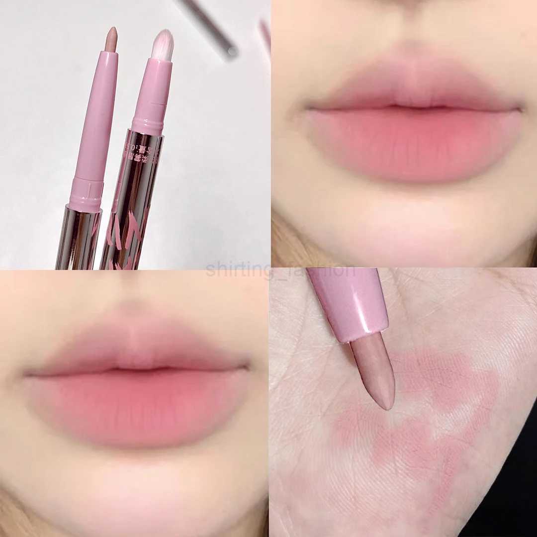 Lip Shadow Liner Pen Matte Lipstick Base Silver Tube Waterproof Lasting Lip Contouring Non-stick Cup Lipliner Pencil With BrushCL240716