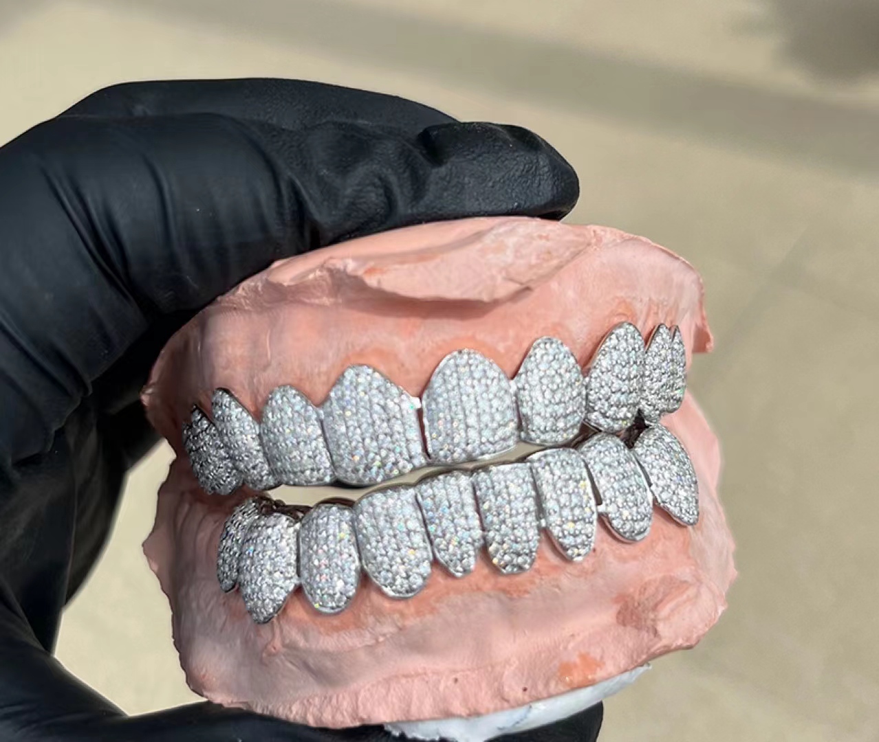 Custom Hiphop Iced Out Rose Gold For Teeth Sterg Sier Bg Moissanite Grillz