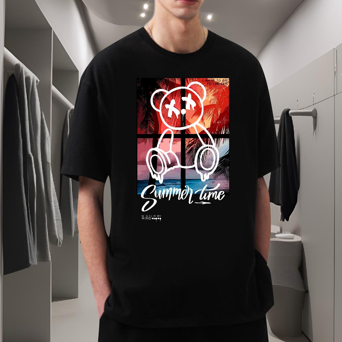 Customized Man T Shirts Graffiti Art 230g Cotton Custom Printed Men Clothes T-Shirt Casual Daily Wear Crew Neck Cotton Wholesale Tee Shirt