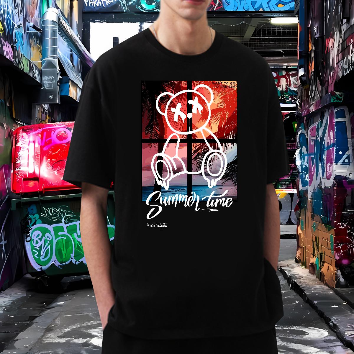 2024 Designer T shirt Graffiti Art 100% Cotton 230g Anime Print Tshirts Casual Daily Wear Breathable Short Sleeve Classic Tees Shirts