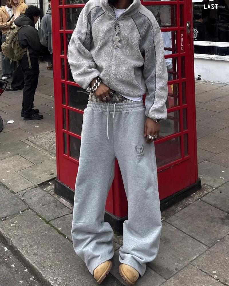 Mens Pants Streetwear Y2k Wide Leg Men Retro Double Waisted Sweatpants Embroidered Camouflage Pattern Trend Casual Unisex Baggy