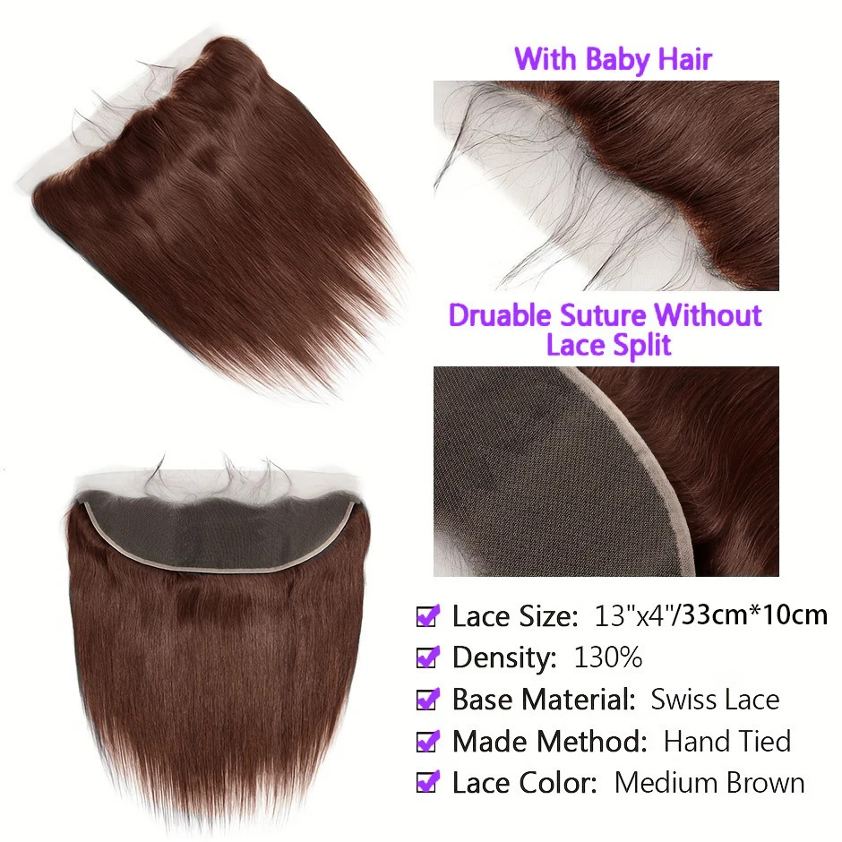 5x5 6x6 7x7 HD Lace Clsoure Brazilian Bone Straight 100% Virgin Human Hair Dark Brown Color 13x4 13x6 Ear To Ear Lace Frontal For Women