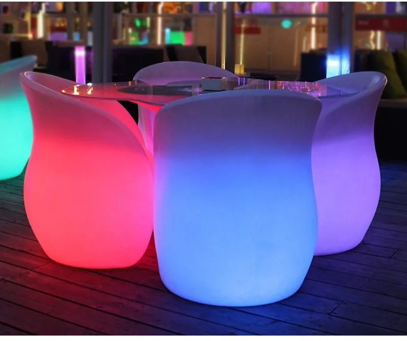 Berserk LED Luminous Chair With Backrest Bar KTV Creative Outdoor Balcony Courtyard Leisure Sofa Waterproof And Remote Control