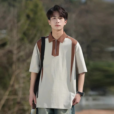 Summer's main promotion of new polo shirts, couple style short sleeved pure cotton men's youth casual fashion label lapel loose T-shirt