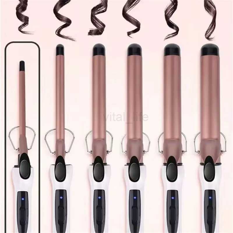 1PC 9mm 13mm 22mm Professional Gold Electric Hair Curler Curling Iron Hair Waver Pear Flower Cone Curling Wand Styling Tool 2#CL240716