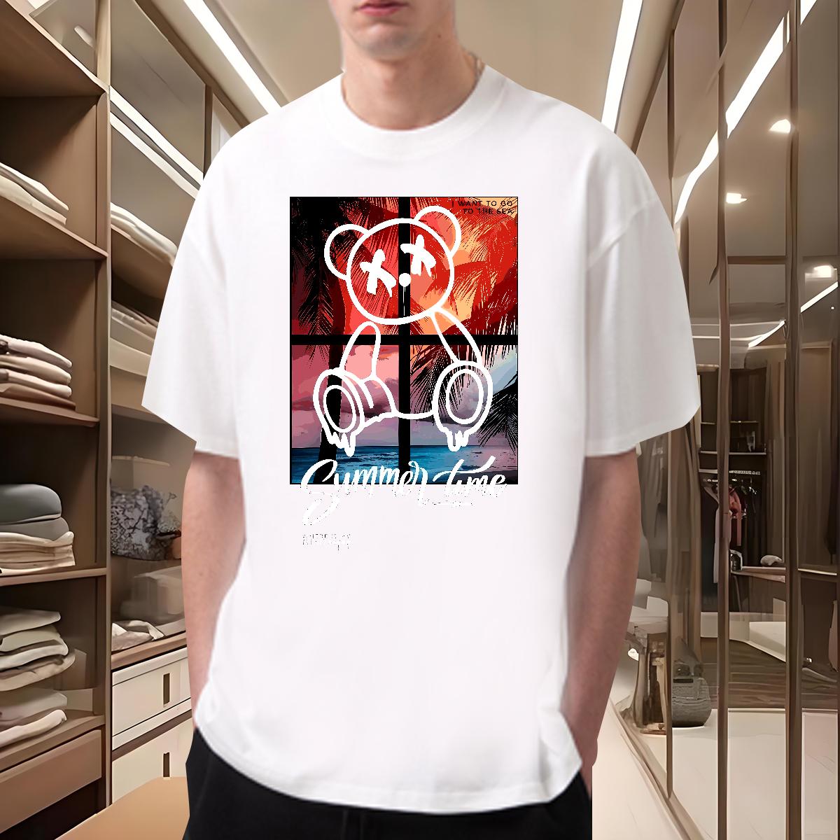 Designer Men Tops Tees Graffiti Art 230g Cotton Breathable Crew Neck Home Outdoor T Shirt For Man White Plus Size 2024 Tshirts