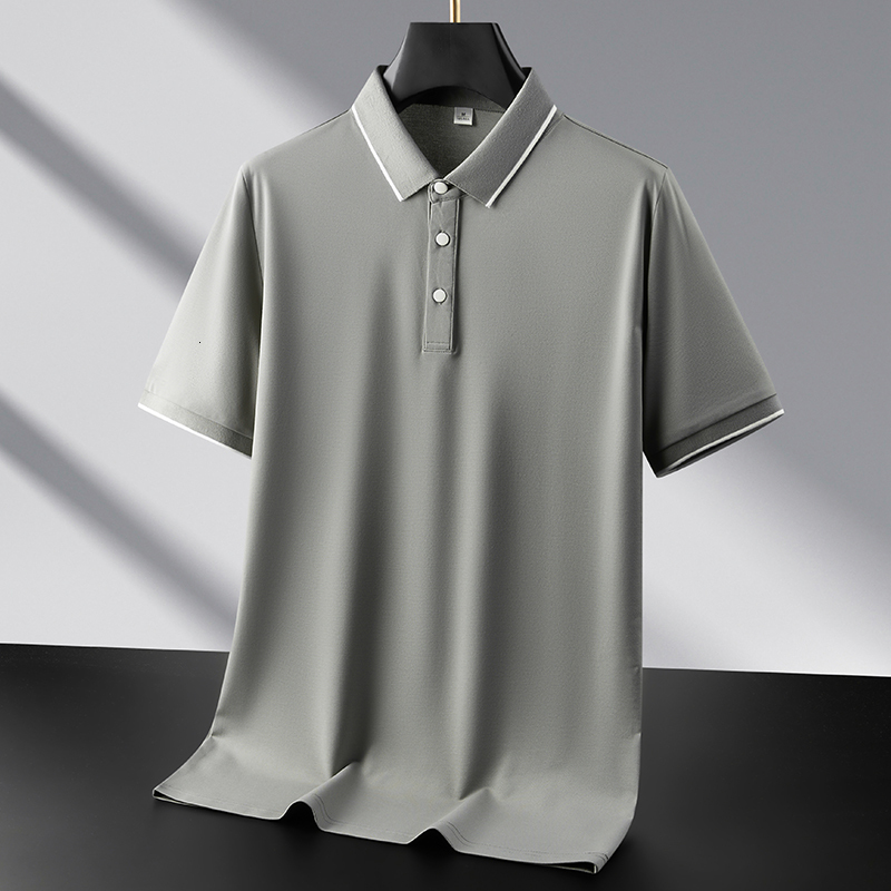 Summer Micro Wide New Short T-shirt Youth Men's Casual Fashion Solid Color Half Sleeve Collar Polo Shirt