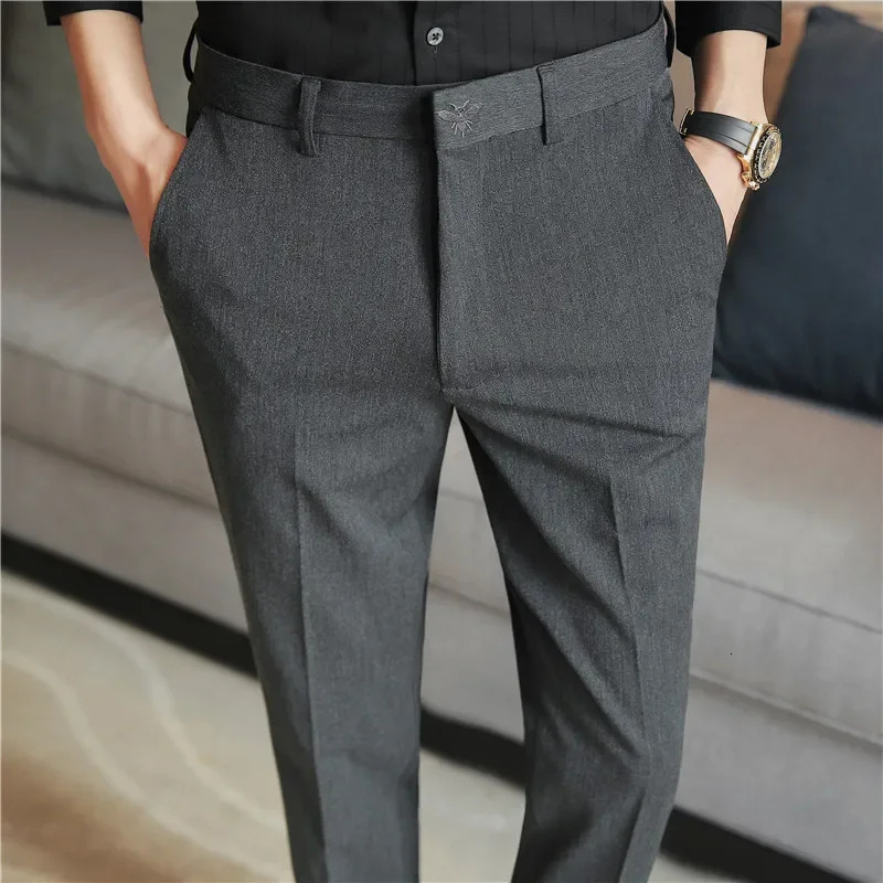 Men Solid Boutique Suits Pants Male Formal Wear Wedding Dress Trousers Quality Men British Style Business Casual Suit Pants 42 240708