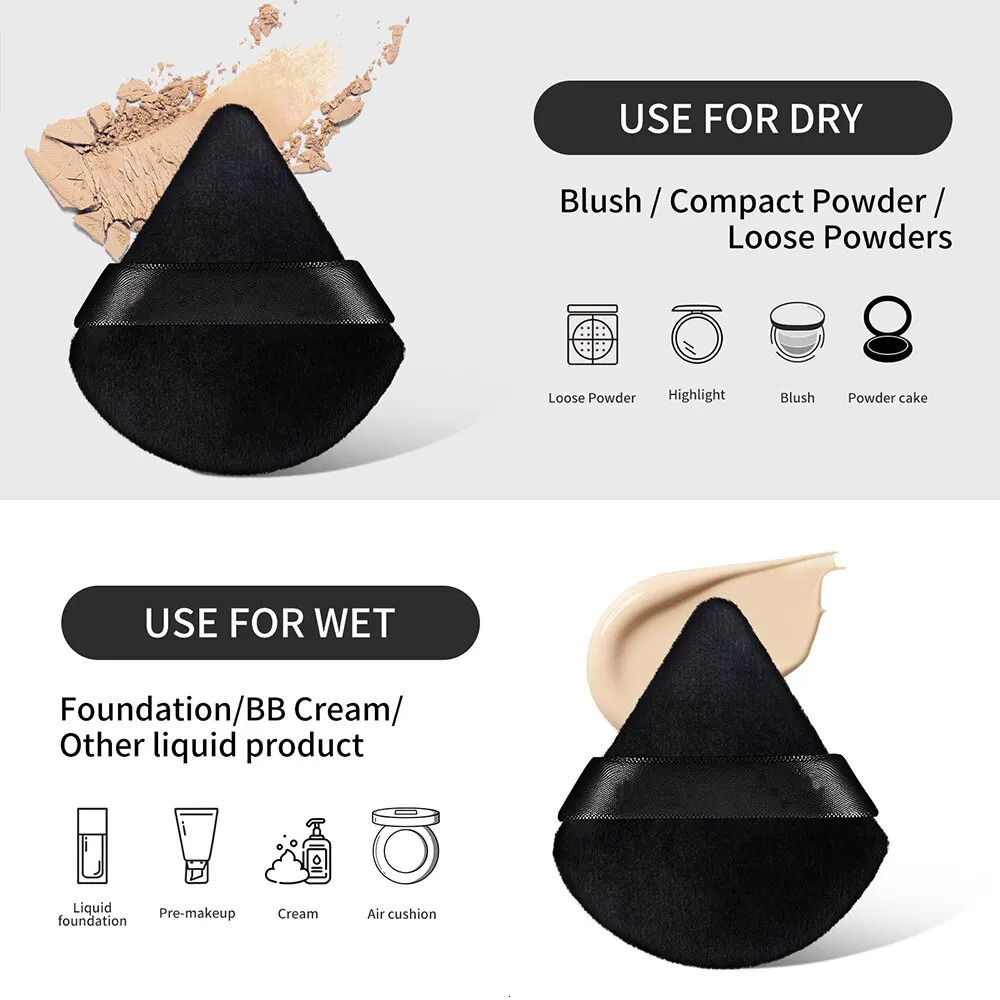 MAANGEL 10/12 Pcs triangular powder puff wet dry for loose powder liquid cosmetics soft plush powder puff makeup foundation 240715