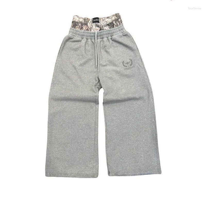 Mens Pants Streetwear Y2k Wide Leg Men Retro Double Waisted Sweatpants Embroidered Camouflage Pattern Trend Casual Unisex Baggy