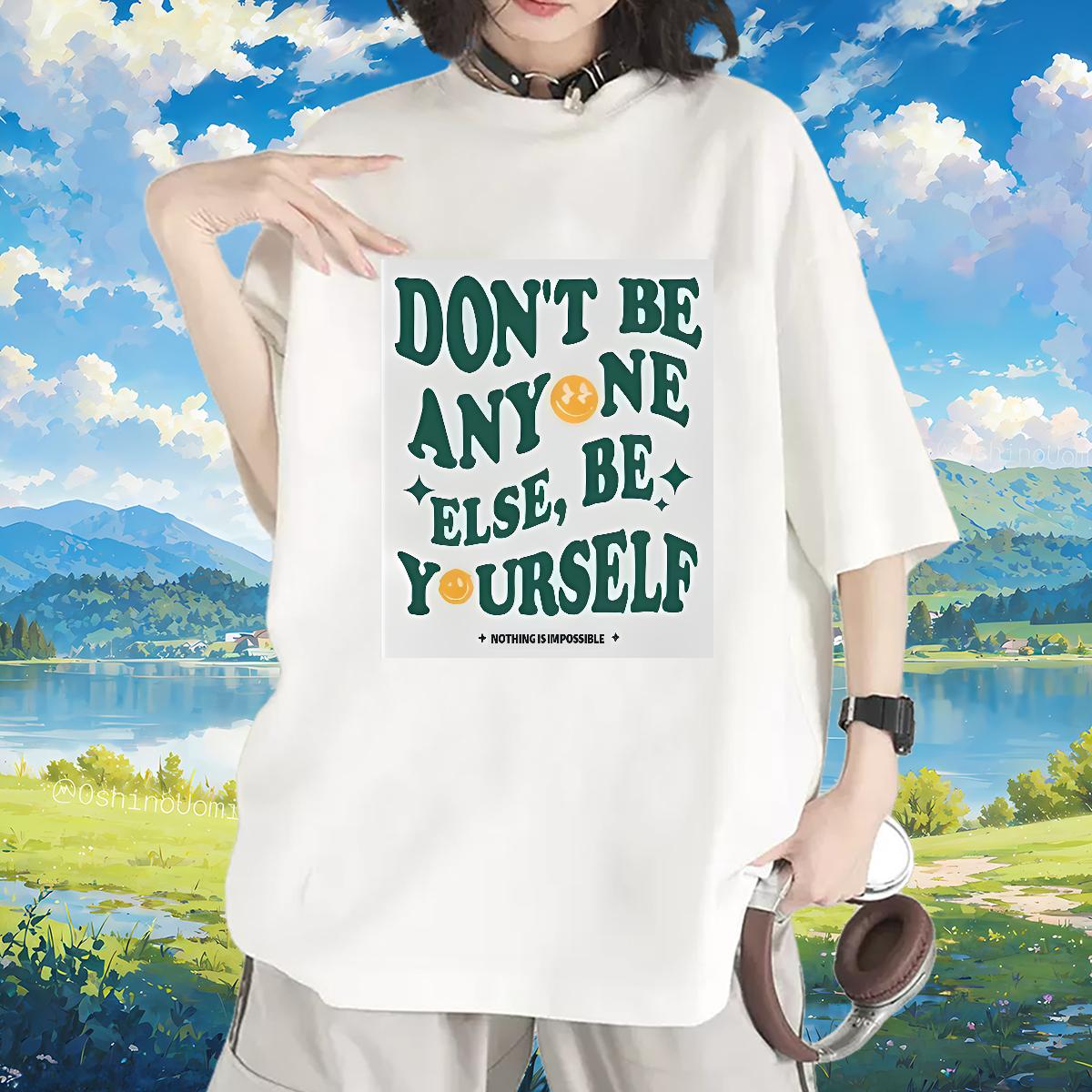 New Arrival T shirt Short Sleeve Cotton O-Neck nothing is impossible 100% Cotton 230g Hip Hop Street Couples T Shirts Custom Cartoon Comfortable Tees