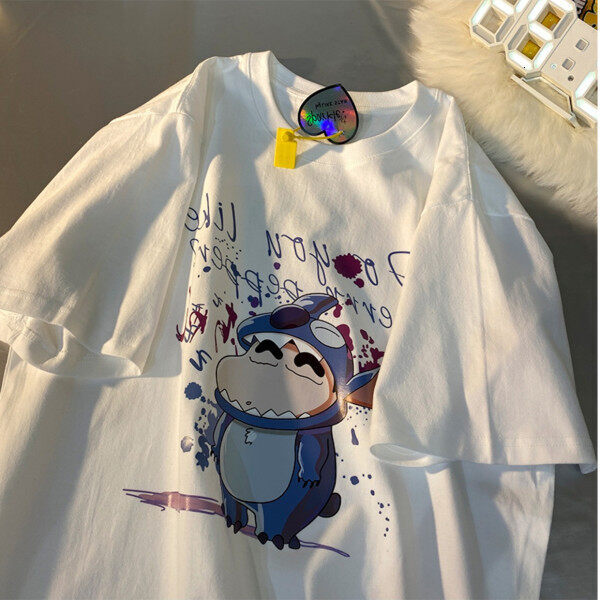 Women's Blouse Summer Cute Cartoon Crayon Shinchan Short-sleeve Bu T-shirt Fashion Clothing Round Neck Student Tees/ Clothes