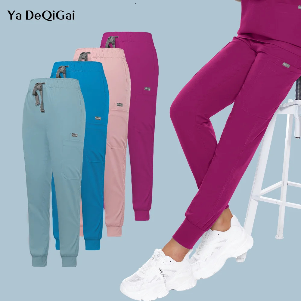 Zipper Straight Unisex Jogger Pants Dentist Pants Beauty Salon Nursing Men Pants Spa Uniform Pants Pet Doctor Scrub 240715