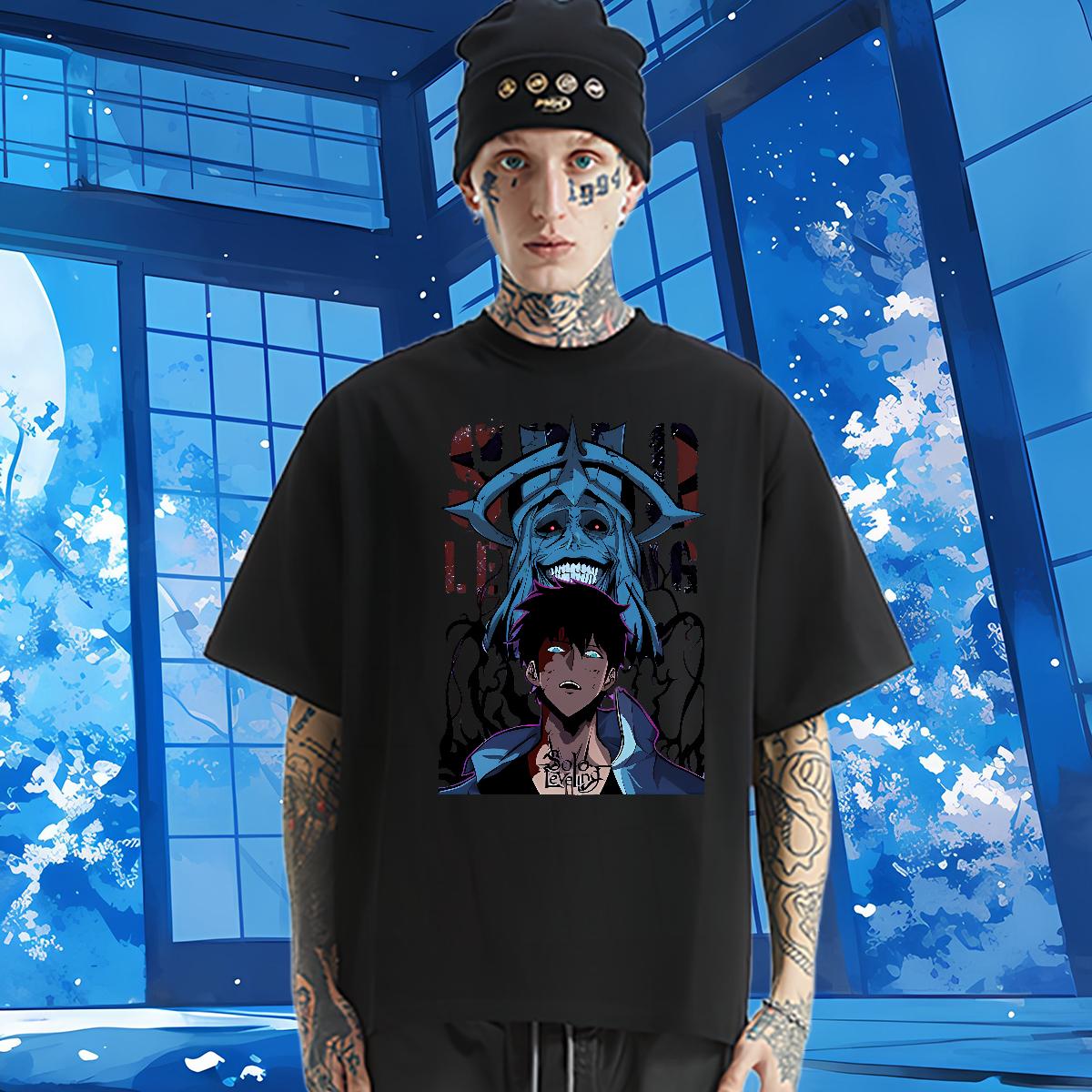 Classic Men Tees fashion 100% Cotton 230g Short Sleeve Cotton O-Neck Anime Printing Street T Shirts Men White Plus Size Fashion Designer Tops Tees