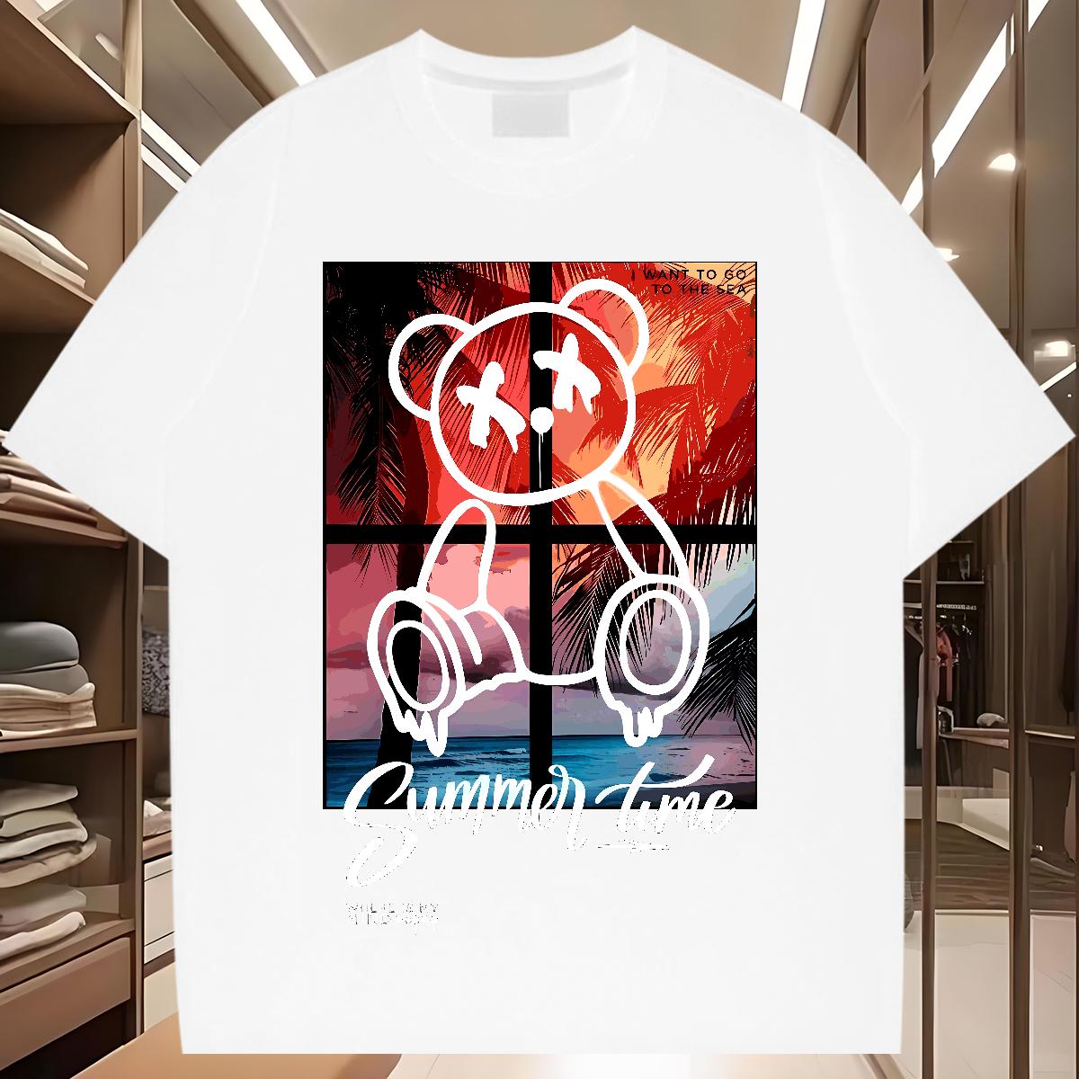 Designer Men Tops Tees Graffiti Art 230g Cotton Breathable Crew Neck Home Outdoor T Shirt For Man White Plus Size 2024 Tshirts