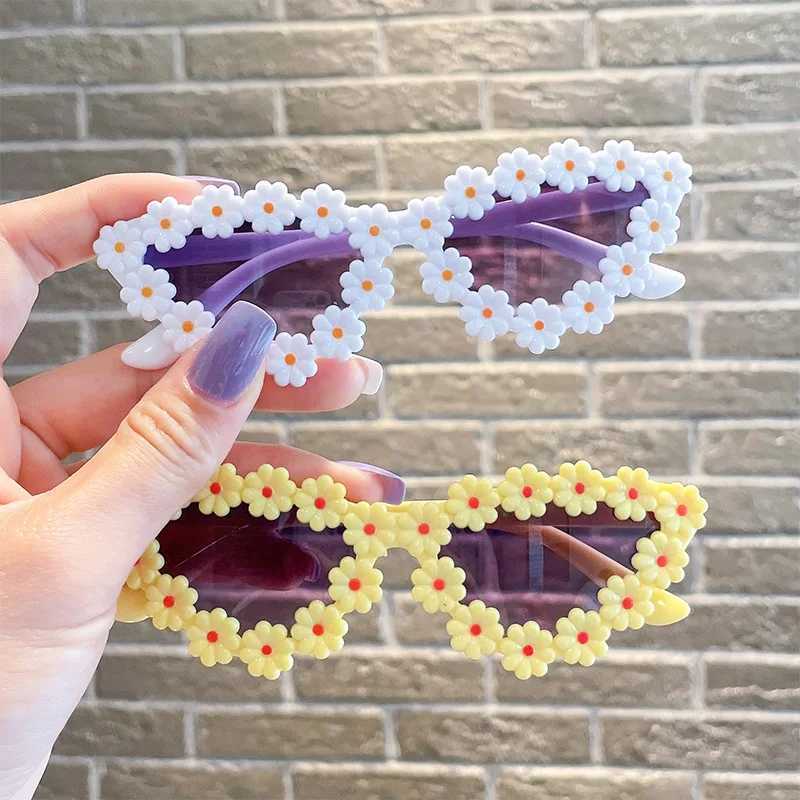 Sunglasses 2023 Newest Children Colors Round Flower Cat Eye Shape Sunglasses Vintage Girls Boys UV400 Outdoor Kids Polarized Sun Glasses