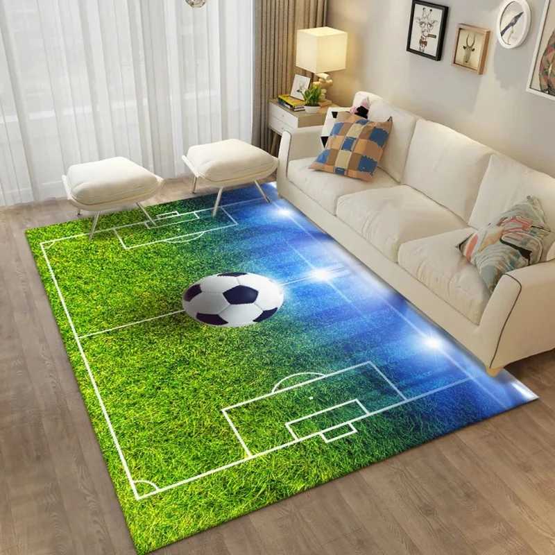 Carpets 3D Football Field Large Carpet for Bedroom Living Room Home Decoration Rug Entrance Door Mat Boys Kids Room Rug Soft Floor Mat R240716