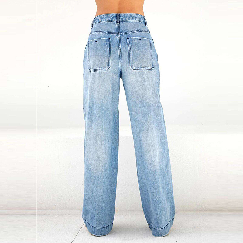 Wholesale Custom Plus Size Women's 100% Cotton Fashion Baggy Jeans Denim Pants For mujer