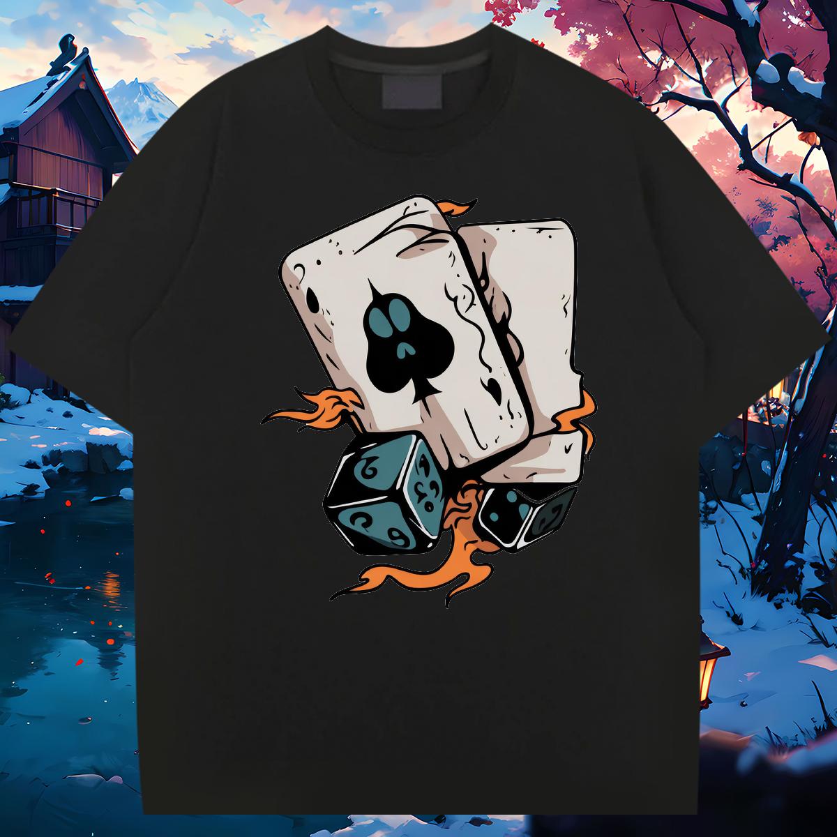 2024 Designer T-Shirts Poker 230g Cotton DIY Street Wear Men Tshirts Breathable Crew Neck Unisex