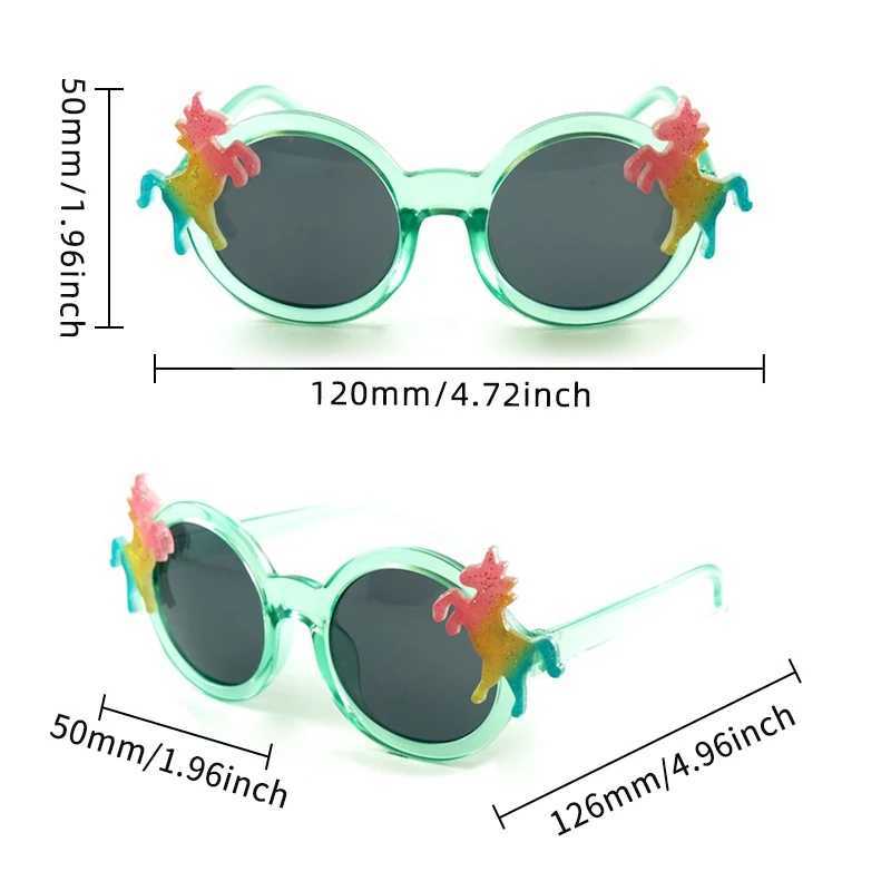 Sunglasses 2024 New Children Round Frame Cartoon Horse Sunglasses UV400 Girls Boys Cute Outdoor Sun Protection Sunglasses Kids Sun Glasses