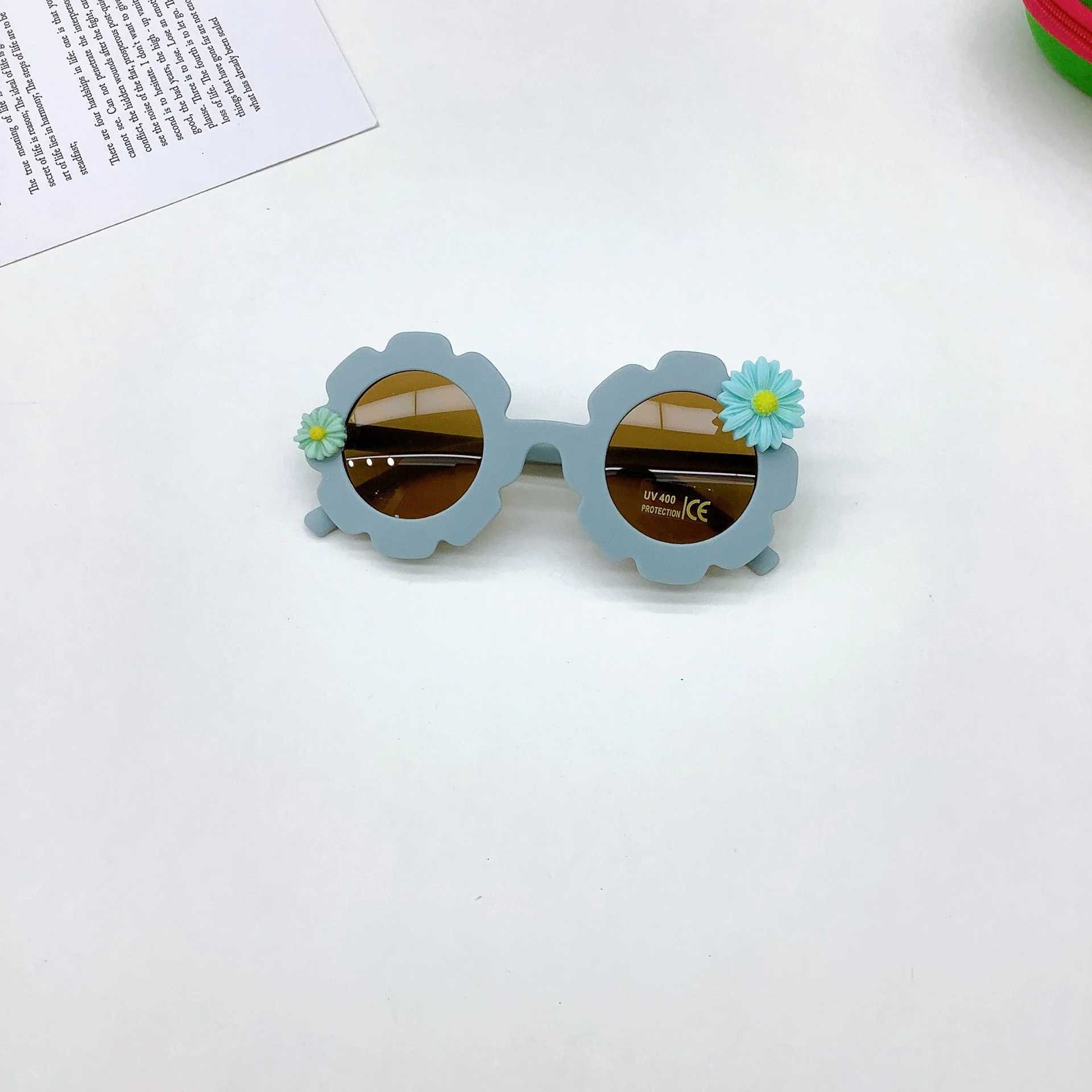 Sunglasses Fashionable childrens sunglasses personalized small daisies cute flowers frosted baby sunglasses sun protection and UV