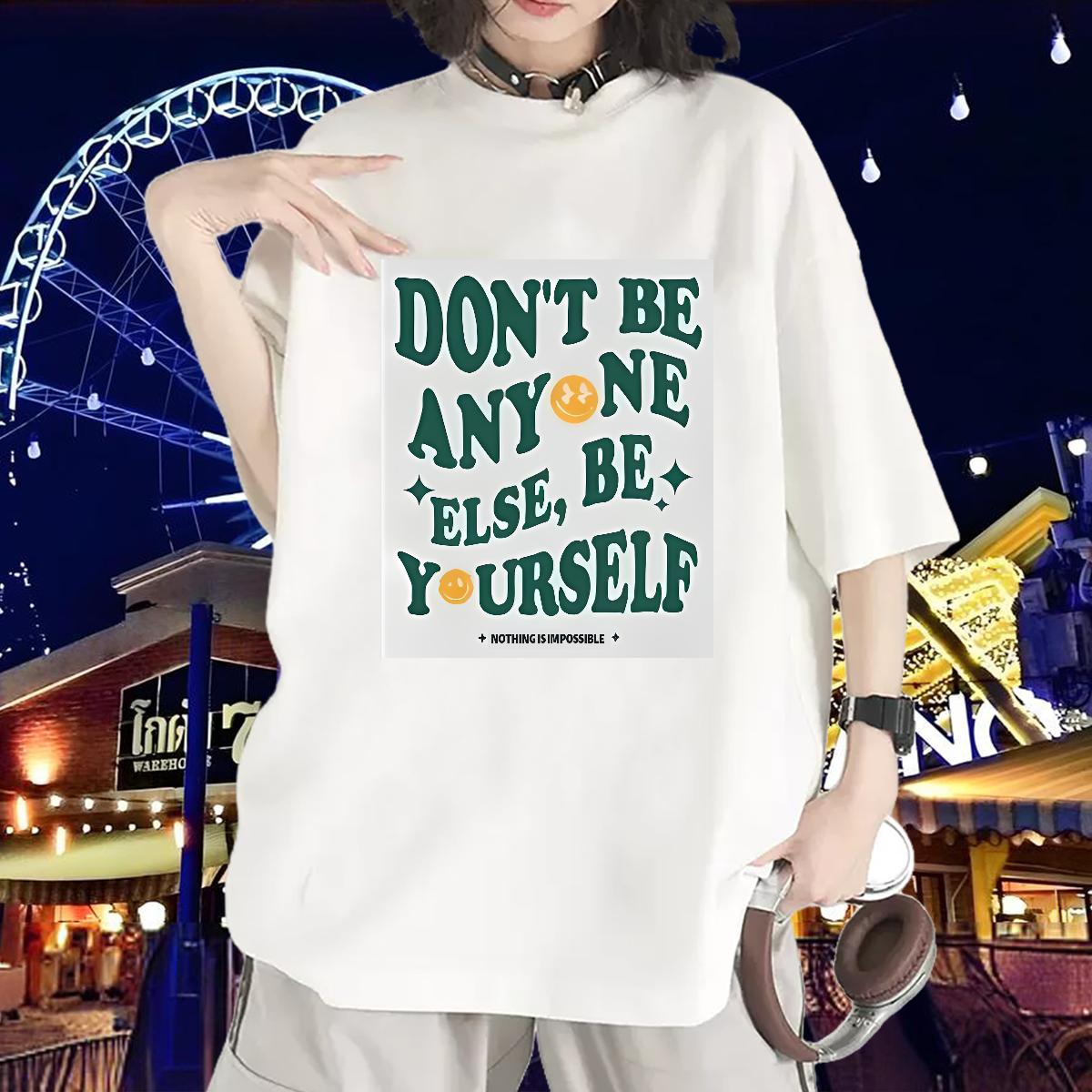 2024 Casual Woman T Shirts O-Neck Short Sleeve Cotton nothing is impossible 100% Cotton 230g Spring Summer Women Tshirts Custom Printed Unisex Clothes