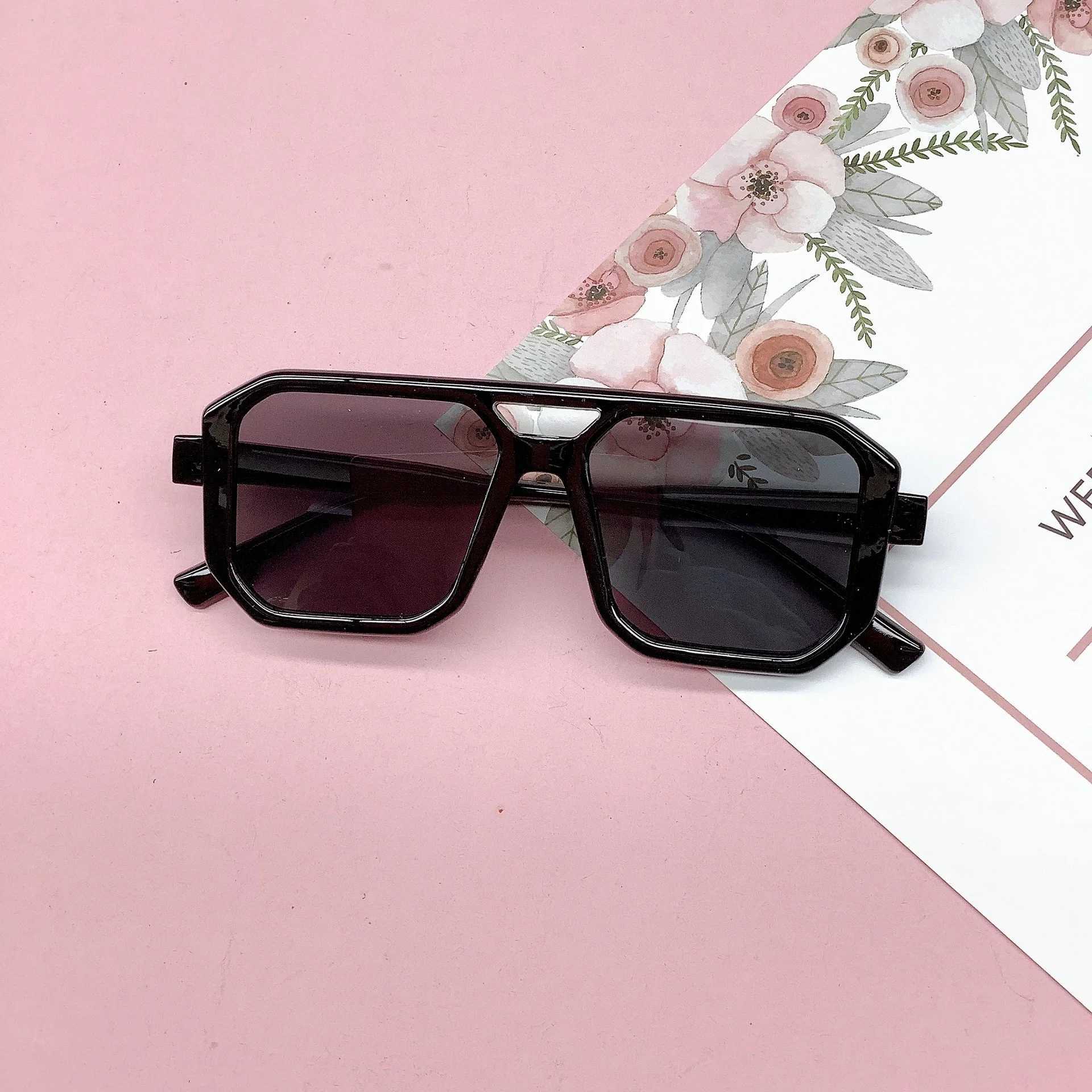 Sunglasses 2023 new childrens double-beam square sunglasses for childrens UV-proof sunglasses for boys and girls