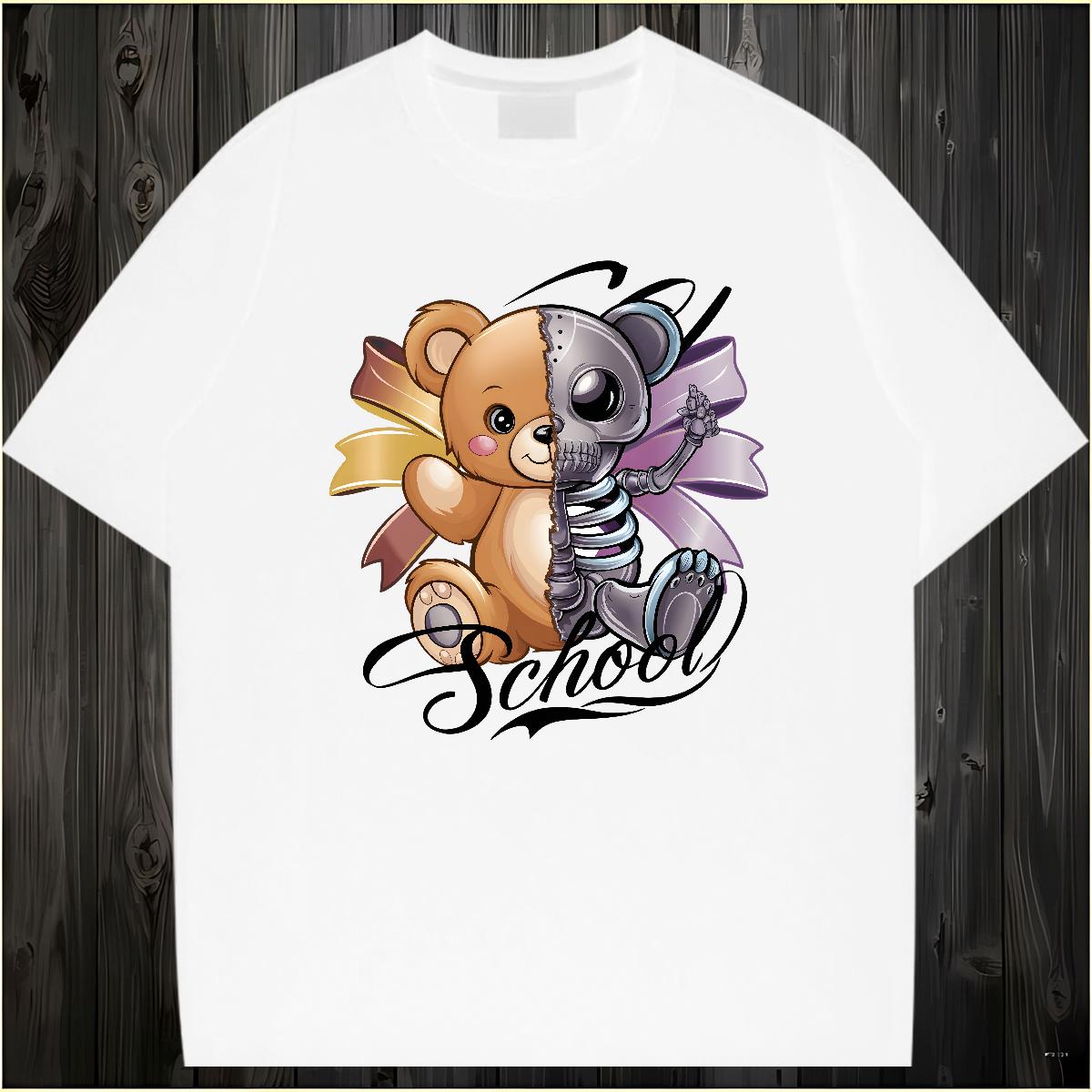 Cool T Shirts Men bear 230g 100% Cotton Street 180g Cotton Mens Tshirts Fashion Designer Plus Size Cartoon Tees