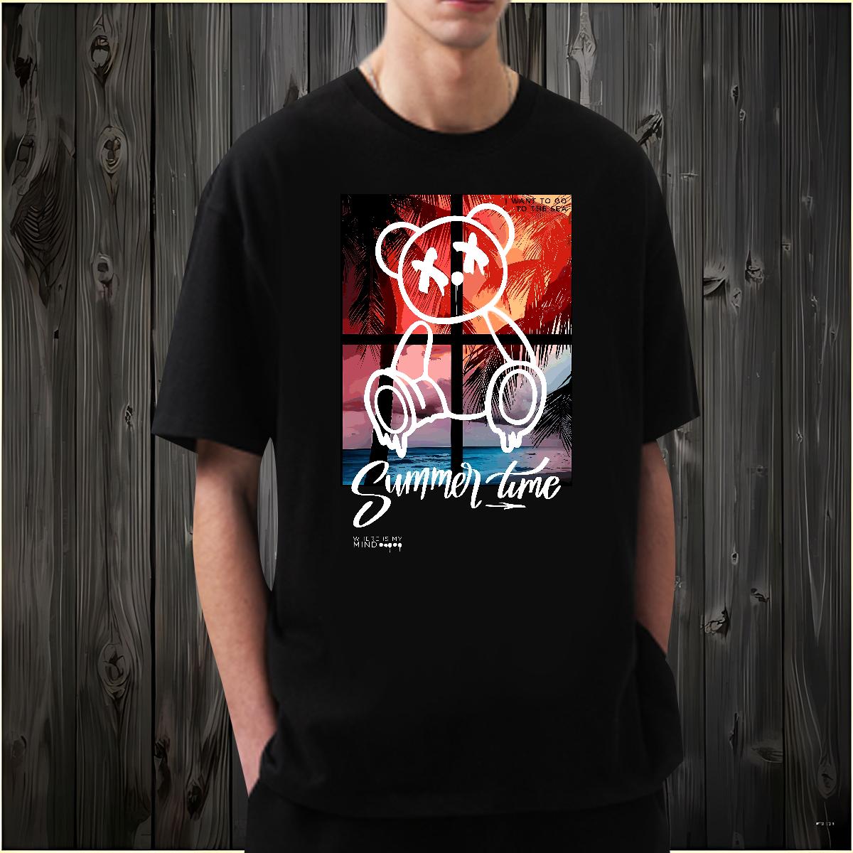 2024 DIY Men T Shirts Graffiti Art 230g Cotton Custom Printing Mens Tshirts Summer Casual Breathable Crew Neck Popular Tees Shirts